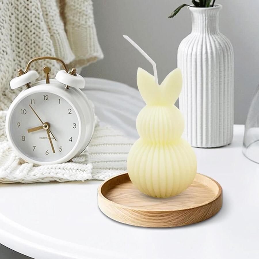 Easter Candles Rabbit Shaped Candles Cute Easter Decoration Dining Table Center Halloween Partylite Candles (Beige)