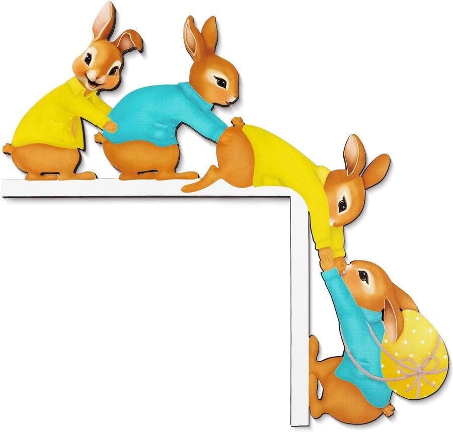 Easter Door Frame Decor Cute Bunny Corner Sign Wooden Rabbit Home Decoration for Easter Kids Birthday Party Delivery