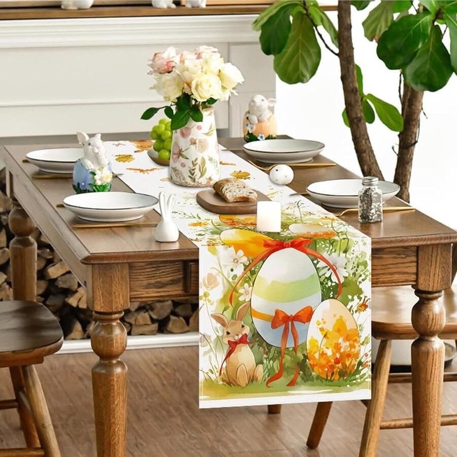 Easter Table Decor Easter Table Setting Ideas Easters Tables Setting Ideas Spring Easter Tables Decorations Dining Table Accessories 72.05x12.99 Inches