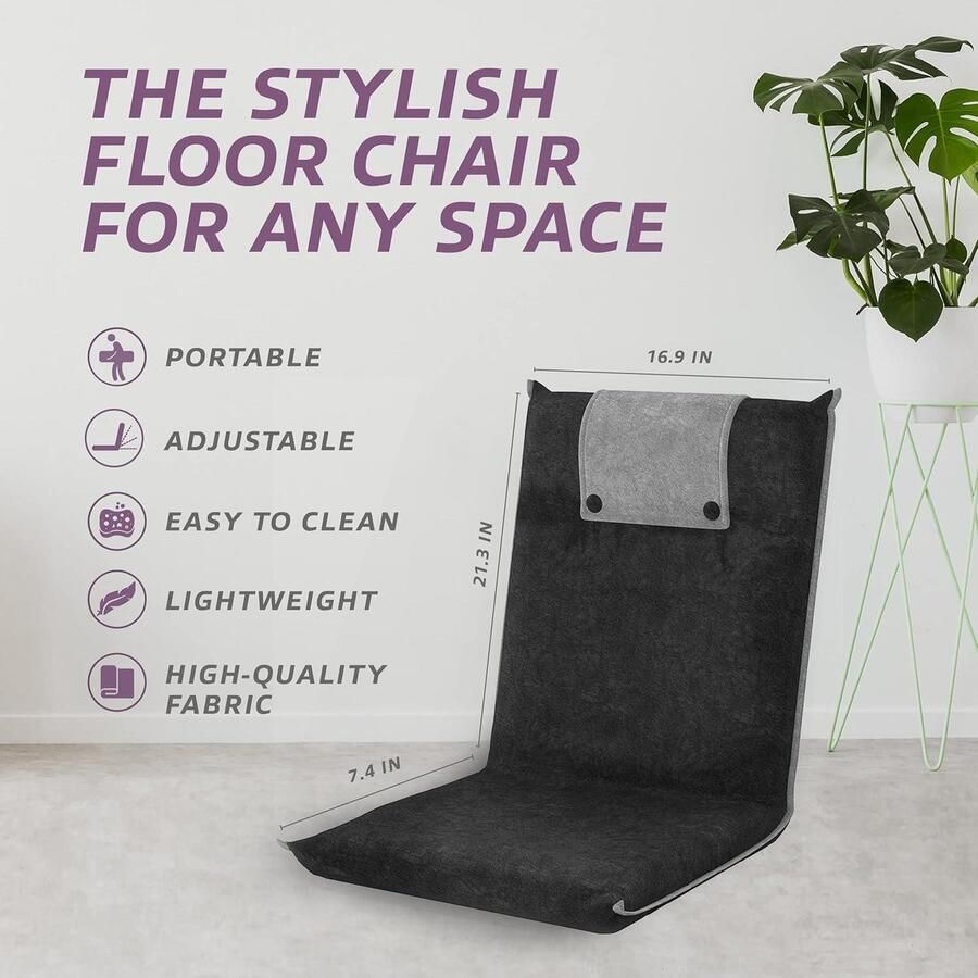 Easy II verstelbare vloerstoel met rugleuning comfortabele en opvouwbare zitting gamingstoel en meditatiestoel blauw slaapstoel