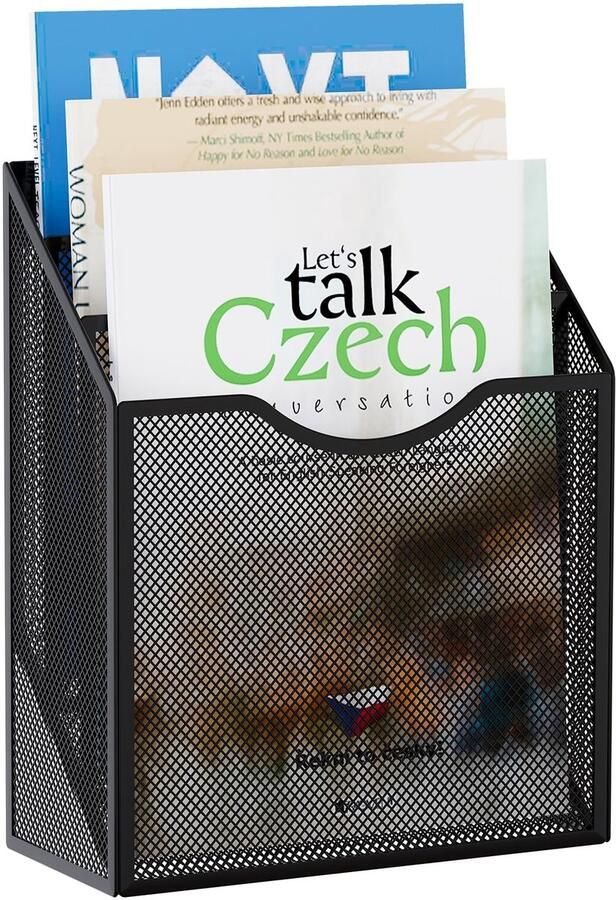 EasyPAG 3-vaks metalen portret A4 bureau organizer brochure standaard documenthouder brievenbak tijdschriftenhouder wand zwart