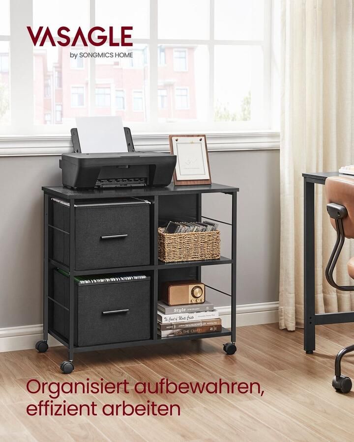 Rootz Living Rootz Ebony Black Archiefkast Opbergkast Organizer Spaanplaat en stalen constructie Niet-geweven stof 37 5 cm x 73 5 cm x 69 cm Lichtgewicht Eenvoudige montage Ruime opslag Maximaal laadvermogen 91 kg