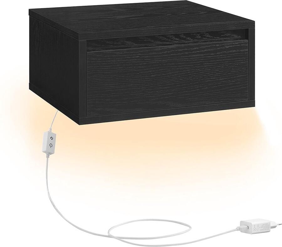 Rootz Living Rootz Ebony Black Zwevende Lade Wandplank Houten Opbergruimte Spaanplaat MDF Max. Belasting 50kg 35cm x 40cm x 18cm