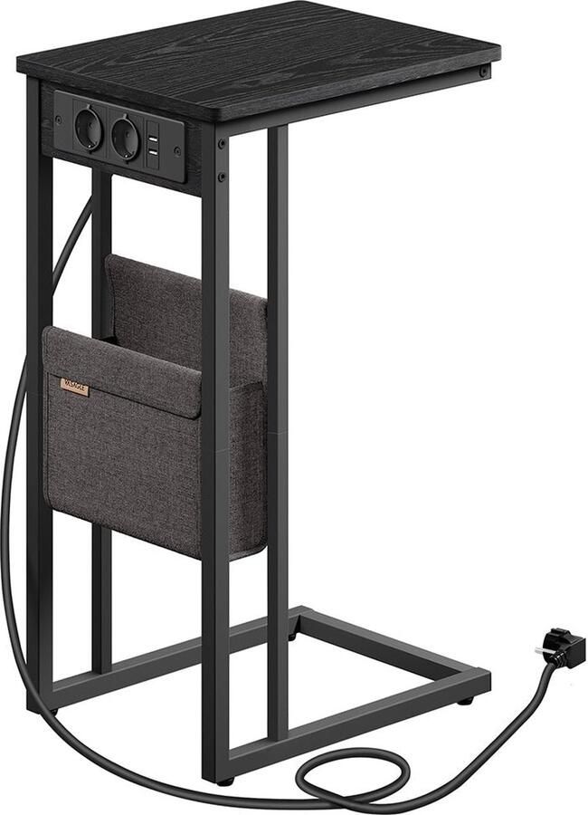 Rootz Living Rootz Ebony Zwart Bijzettafel Nachtkastje Spaanplaat Stalen frame 30cm x 40cm x 62cm