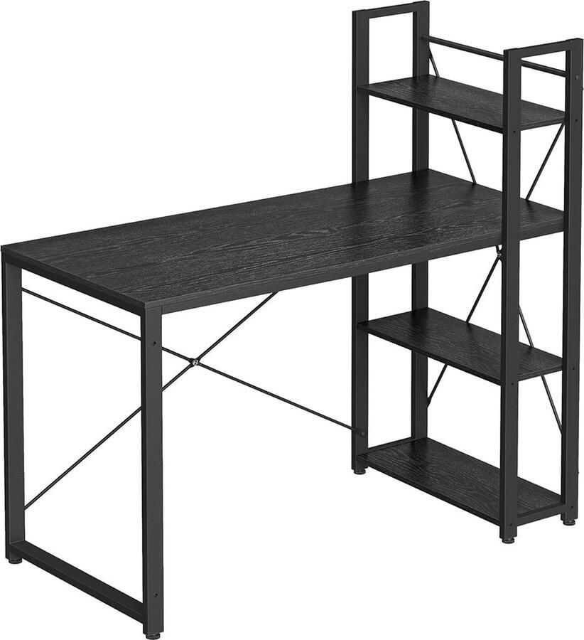 Rootz Living Rootz Ebony Zwart Bureau Studeertafel Werkstation Spaanplaat en Staal Ruim Stevig Eenvoudige montage 56cm x 120cm x 120cm