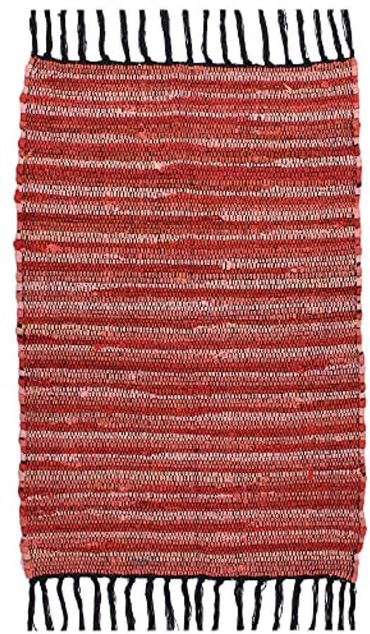 Eco-vriendelijk handgeweven omkeerbaar katoenen Chindi-tapijt 100% gerecycled 2 x 3 inch (rood)