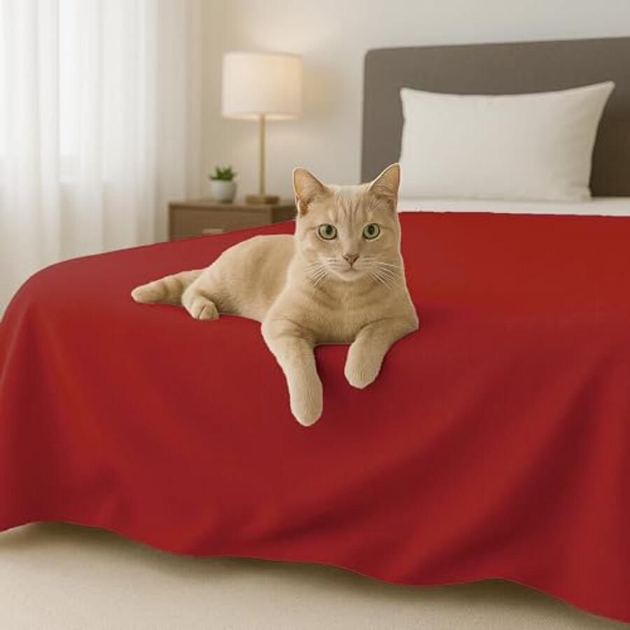 Ecologische 100% Katoenen Tweepersoonsbed Cover en Multifunctionele Handdoek Rood