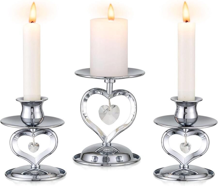 Eenheid Kaarshouders Set voor Huwelijksceremonie Tafel Centerpiece Zilveren Kandelaars voor Pillar Taper Kaarsen Metalen Pillar Kaarsenstandaard voor Anniversary Party Candlelight Dinner Decor