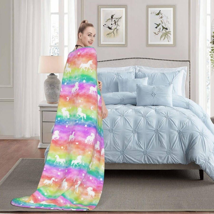 Eenhoorn-deken Glow In The Dark Kinderknuffeldeken wollig meisjes geschenken 8 9 10 11 12 13 14 15 16 jaar verjaardag bank overgooien deken fleecedeken
