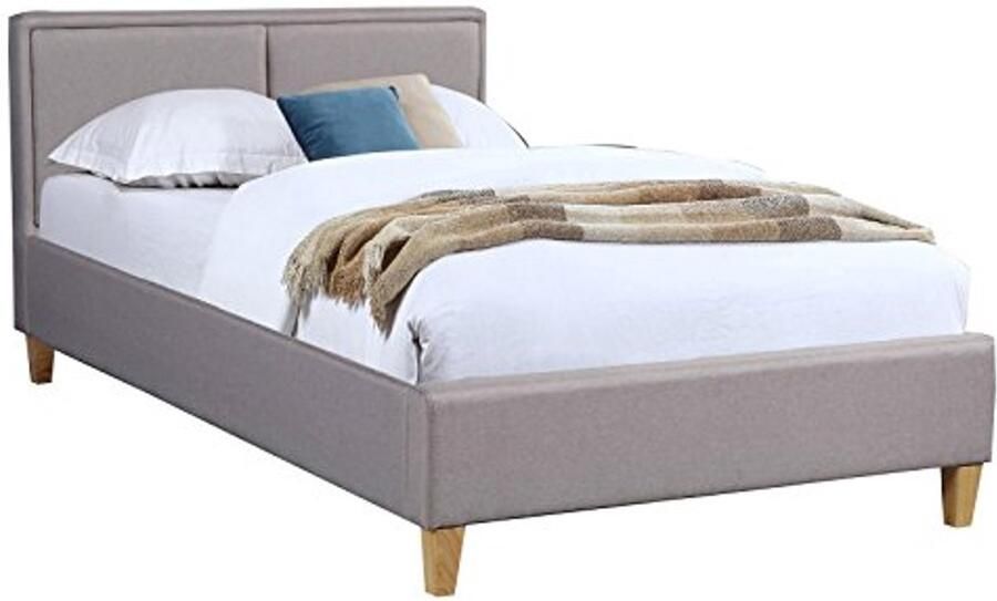 Eenpersoons Gestoffeerd Bed 120x200 cm met Lattenbodem en Hoofdeinde