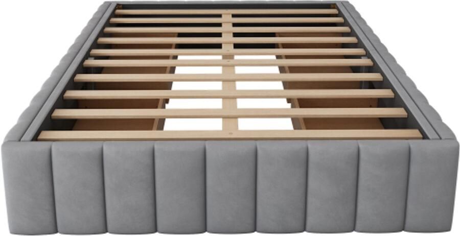 Eenpersoonsbed 140x200cm Polsterbed zonder matras grijs met lattenbodem geen hoofdbord eenpersoons bed of dubbel bed ontwerp minimalistisch