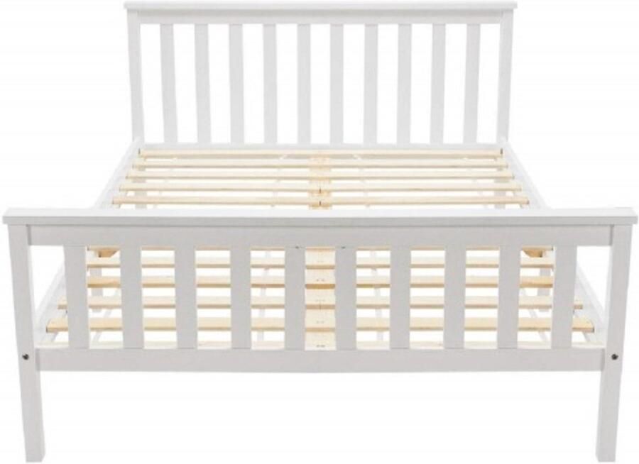 Gotagee Houten bed wit 140x200cm (zonder matras) eenpersoonsbed met lattenbodem met hoofdeinde jeugdbed