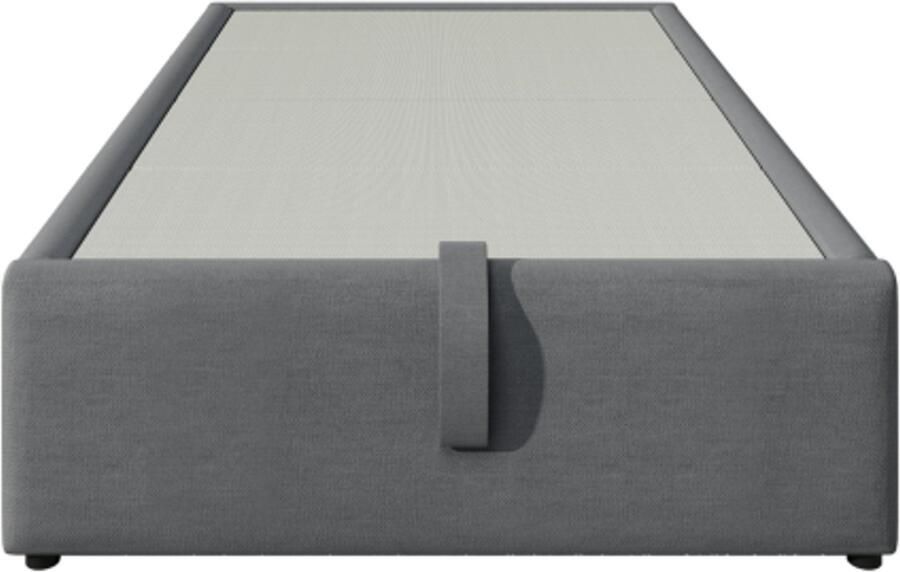 Eenpersoonsbed 90x200cm Zonder Matras Grijs Katoen Zonder Hoofdbord Met USB C Met Opbergruimte Volledige Lattenbodem