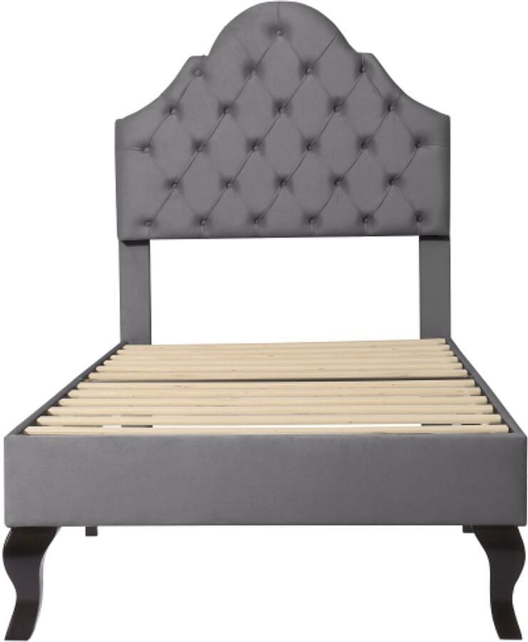 Eenpersoonsbed 90x200cm Zonder Matras Fluwelen Gestoffeerd Bed Grijs Met Verstelbaar Hoofdeinde Houten Lattenbodem Ondersteuning Geschikt Voor Volwassenen En Tieners