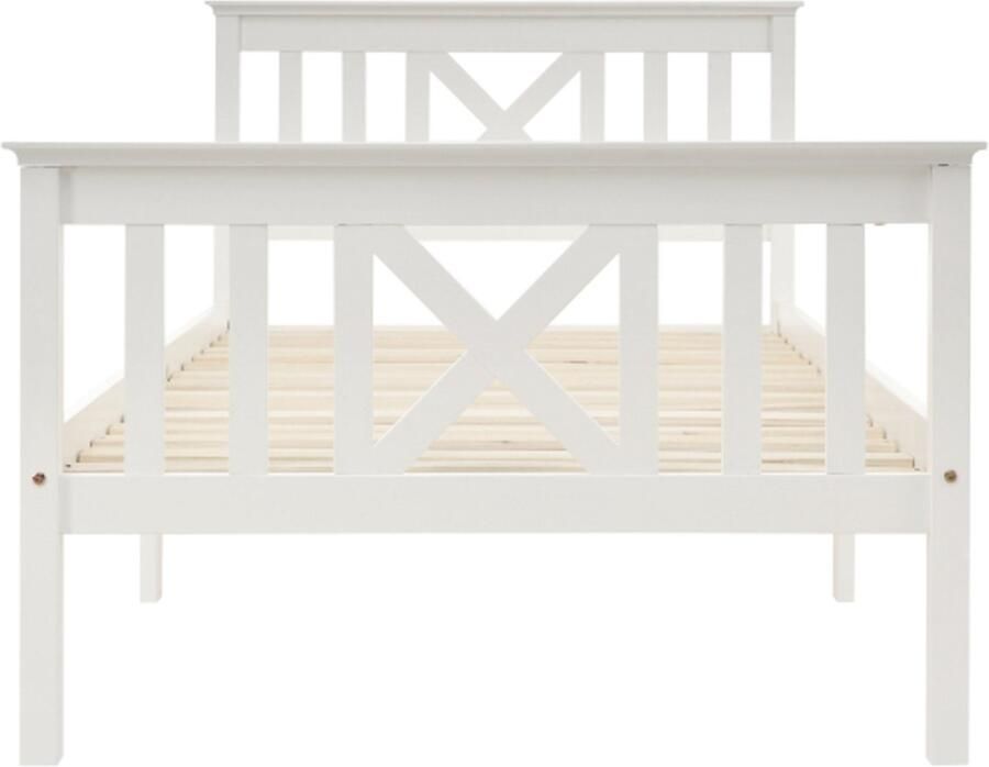 Eenpersoonsbed 90x200cm Zonder Matras Massief Houten Bed Wit Hout Met Lattenbodem En Hoofdeinde Kinderbed Eenvoudig Bed Voor De Slaapkamer Bed Voor Kinderen Geschikt Voor Slaapkamer En Logeerkamer Modern Design