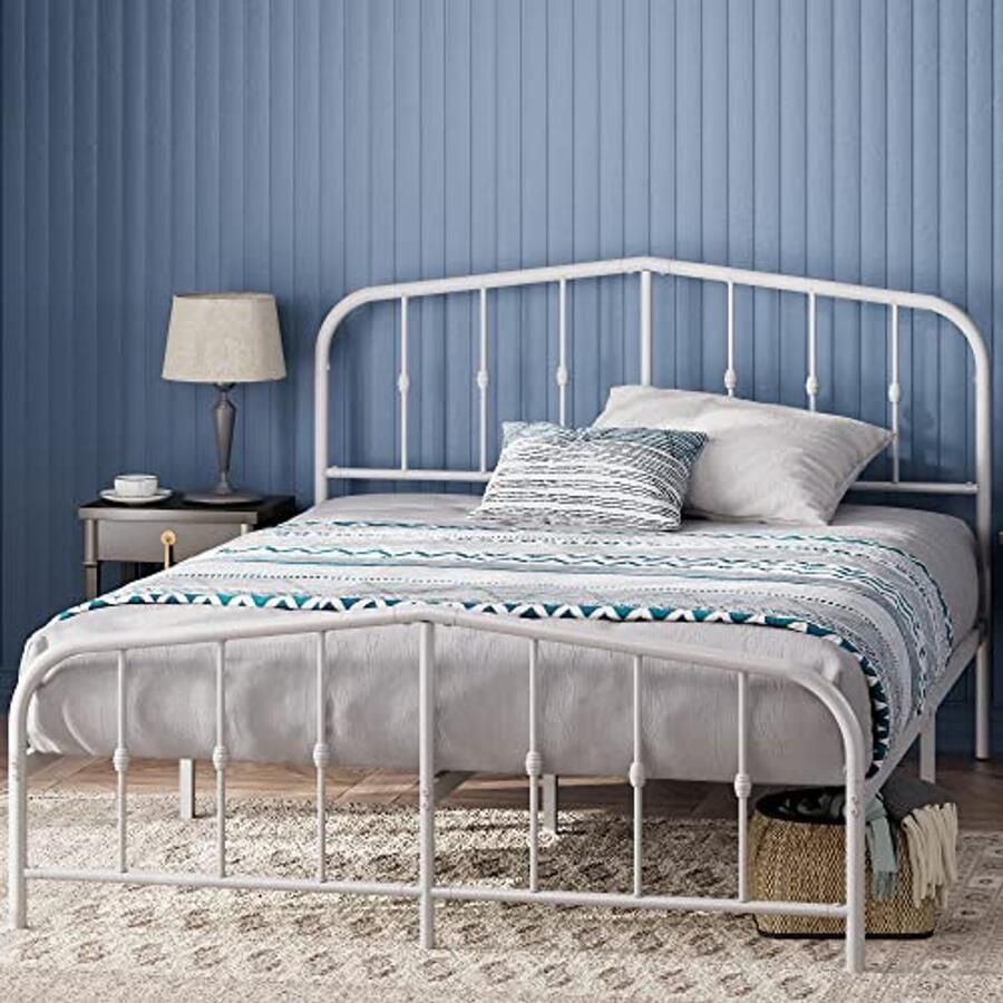 Metalen bedframe 120 x 190 cm met opbergruimte en elegante hoofdeinde