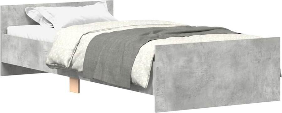 VidaXL -Bedframe-bewerkt-hout-betongrijs-100x200-cm - Foto 3