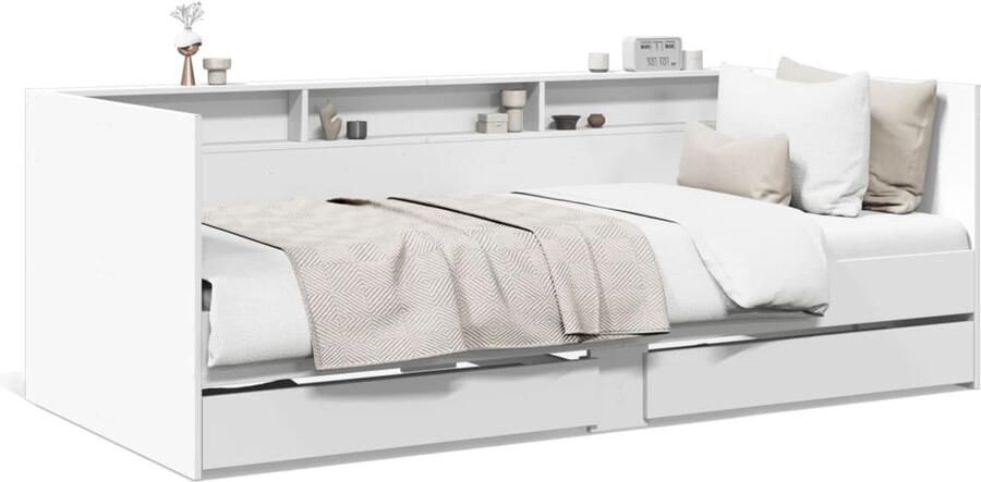VidaXL Slaapbank met lades zonder matras 90x190 cm wit - Foto 2
