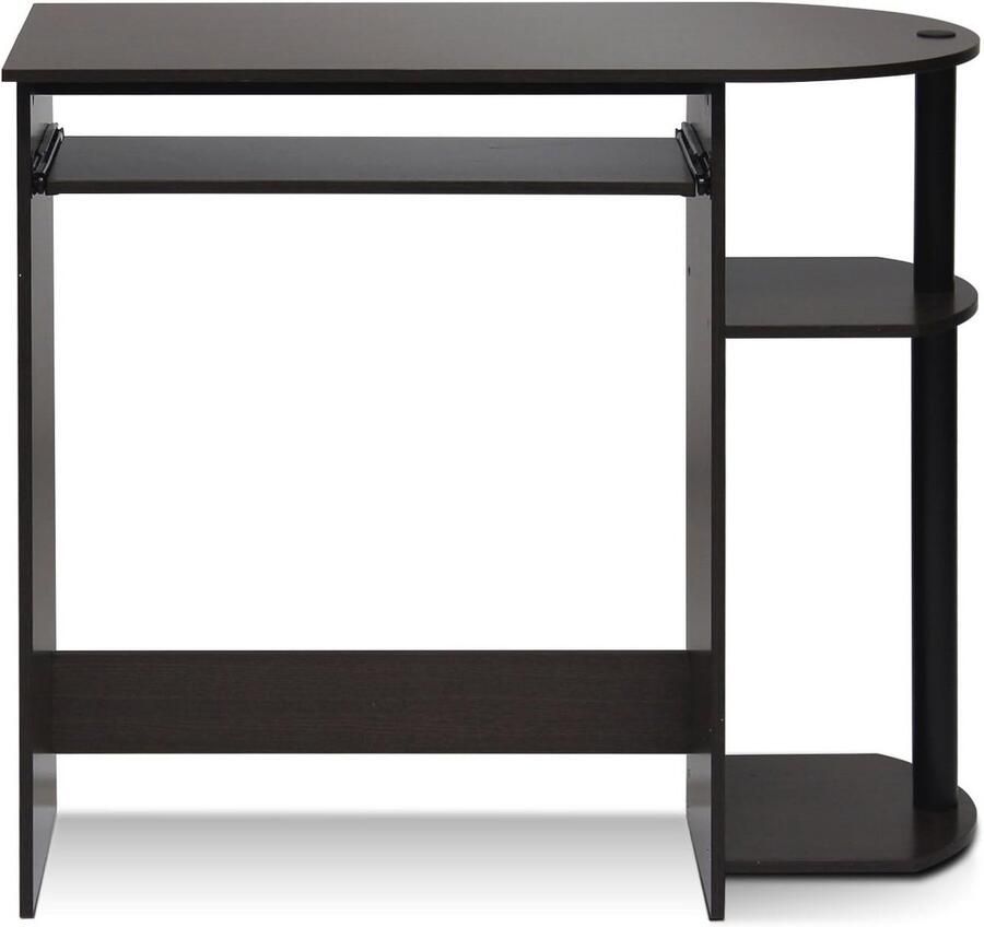 Eenvoudig Computerbureau met Toetsenbordlade Donkerbruin Zwart
