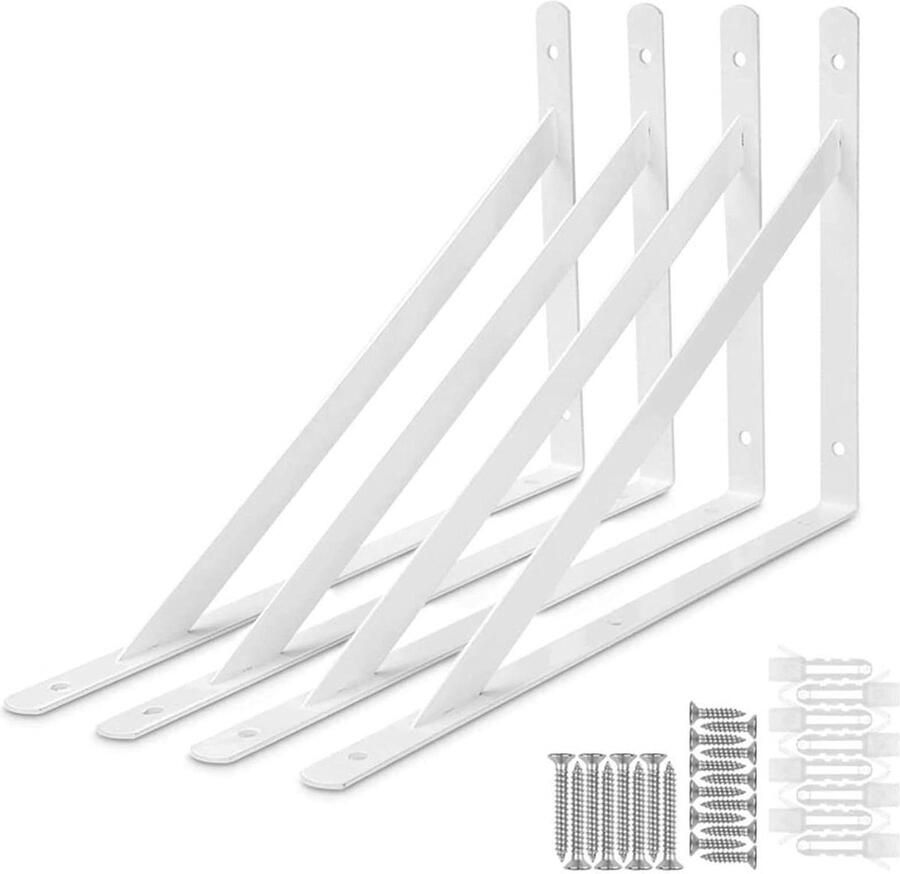 Eenvoudig te monteren Houten Paneel Hoek Stalen Planken Wandplanken Hangend Otto Wandplanken Wit Roestvrij Staal