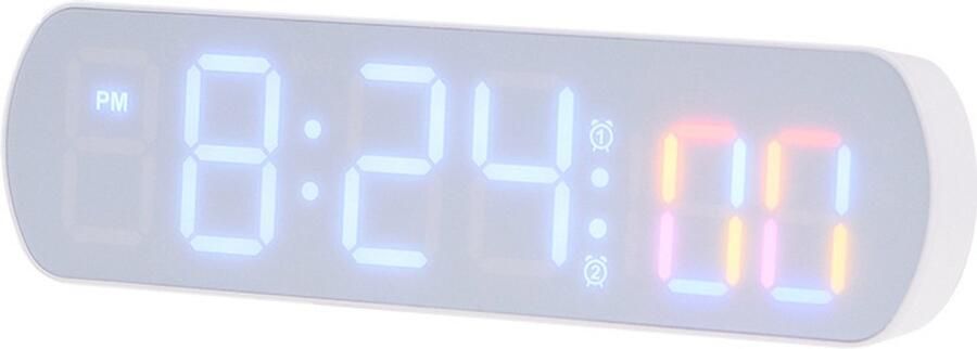 Eenvoudige elektronische klok multifunctionele LED wekker temperatuur springen seconden display is het aftellen van het bed klok thuis-Wit blauw licht