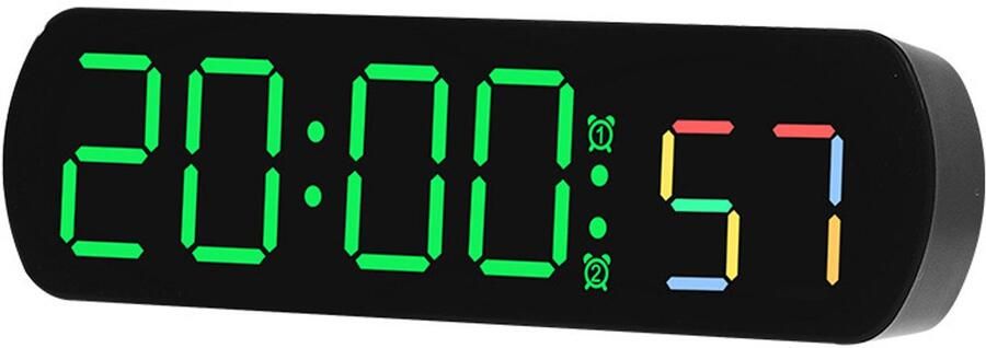 Eenvoudige elektronische klok multifunctionele LED wekker temperatuur springen seconden display is het aftellen van het bed klok thuis-Zwart groen licht