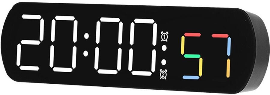 Eenvoudige elektronische klok multifunctionele LED wekker temperatuur springen seconden display is het aftellen van het bed klok thuis-Zwart wit licht