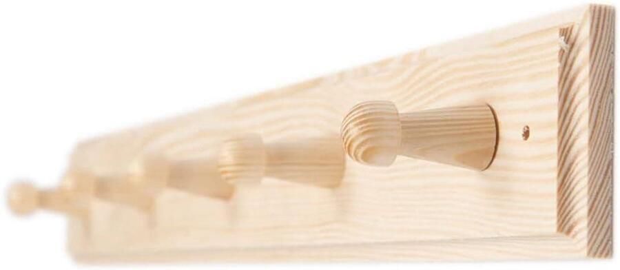 Eenvoudige houten kapstok 2 jashaken lengte: 47 cm naturel overschilderbaar HGE kapstok haak rail wandkapstok