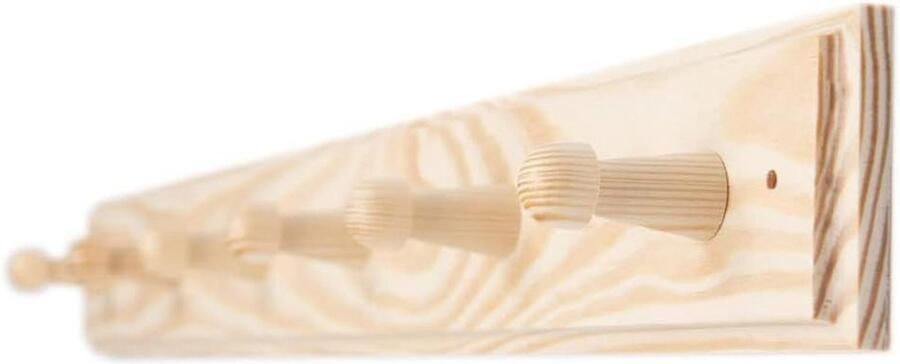 Eenvoudige houten kapstok 2 jashaken lengte: 565 cm naturel overschilderbaar HGE kapstok haak rail wandkapstok