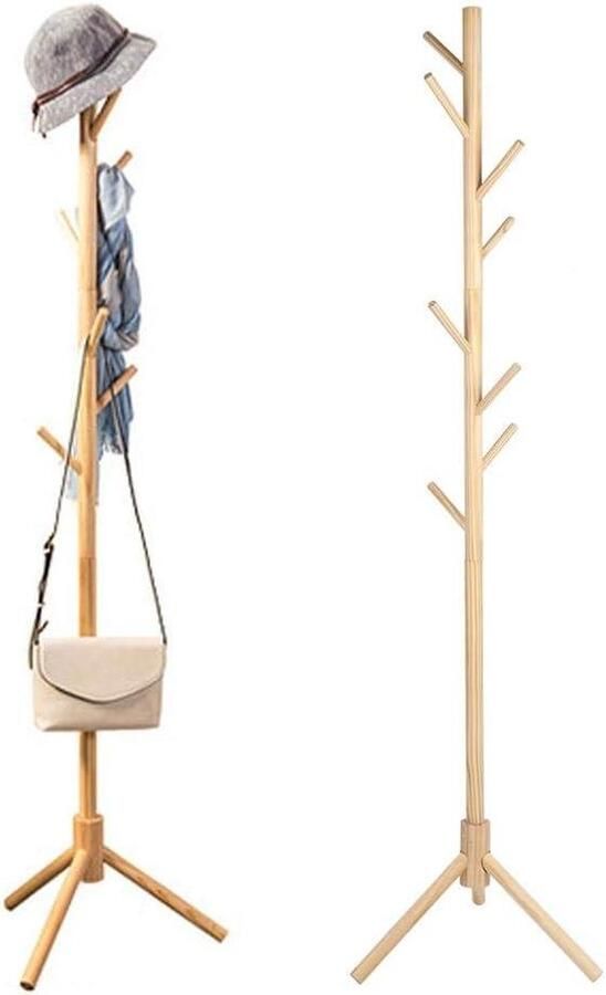 Eenvoudige installatie kledingrek boomvorm betrouwbaar hout milieuvriendelijk voor thuis slaapkamer