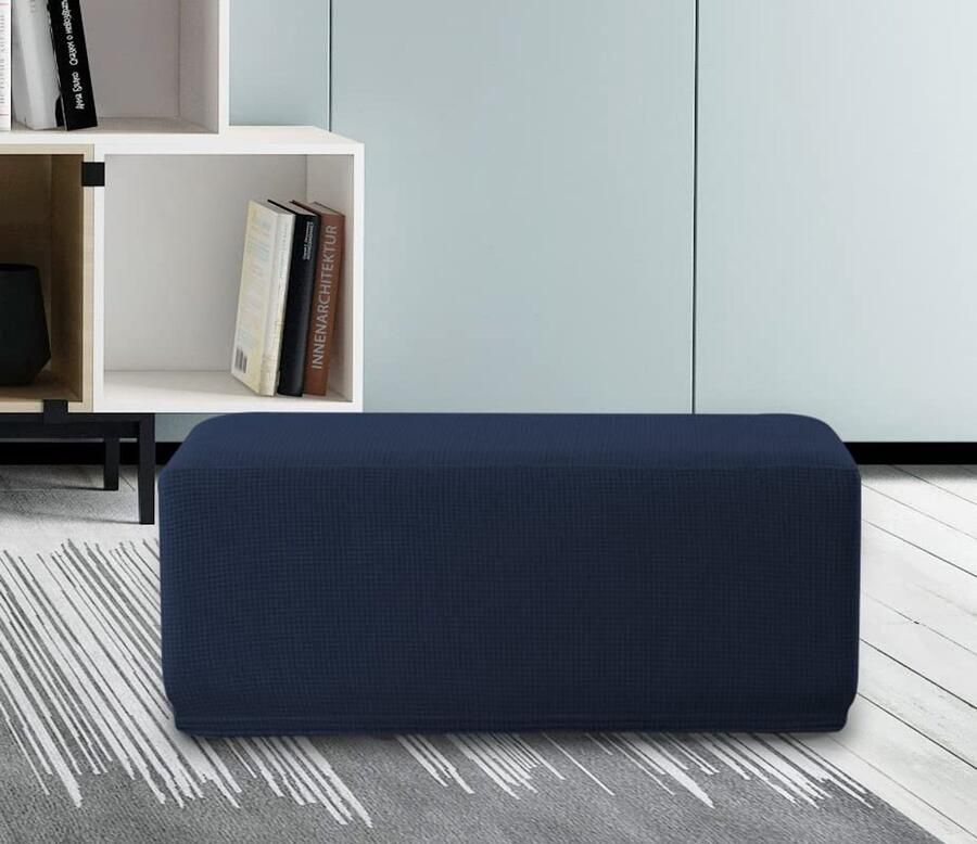 Eenvoudige Jacquard Krukhoes voor Poef en Voetenbank Diepblauw