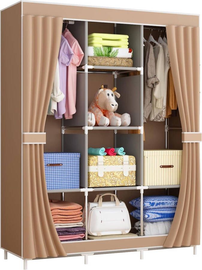 ‎UDEAR ZHUJIA Eenvoudige kledingkast van stof opbouwbaar voor slaapkamer - Foto 2