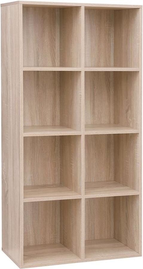 Eenvoudige Plank Met 8 Vakken Zwevende Plank Wandplank Houten Plank Industrieel Plank Opbergplank Spaanplaat Wit 65 5 x 30 x 129 5 cm (B x D x H)