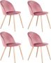 Loft Home Eetkamer stoel Set van 4 Moderne look Kuipstoel Stoel Zitplek Complete set Fluweel Velvet Roze - Thumbnail 2