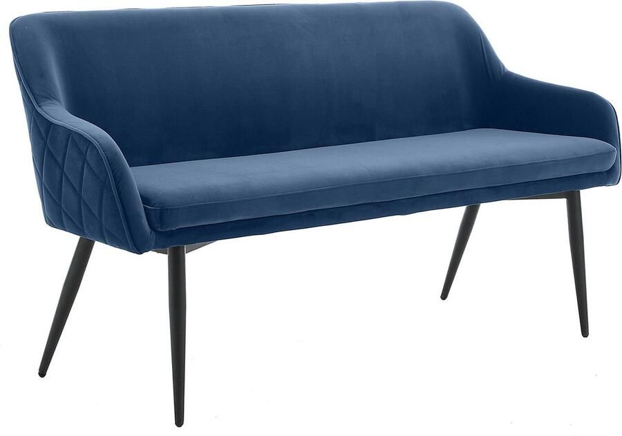Eetkamerbank Darcy Blauw Fluweel Breedte 160 cm Zithoogte 49.5 cm Zitdiepte 45 cm Zitbreedte 145.5 cm