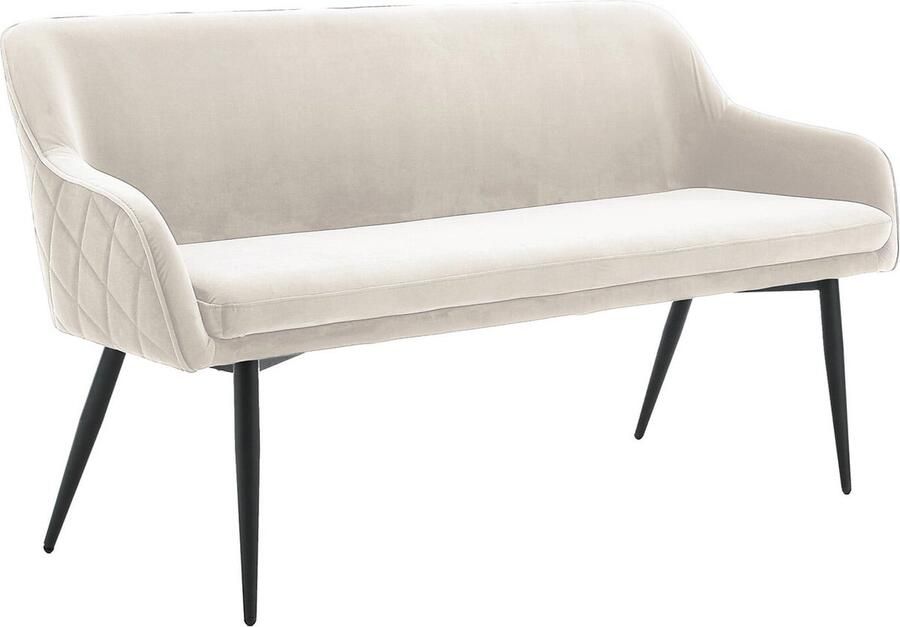 Eetkamerbank Darcy Creme Fluweel Breedte 160 cm Zithoogte 49.5 cm Zitdiepte 45 cm Zitbreedte 145.5 cm