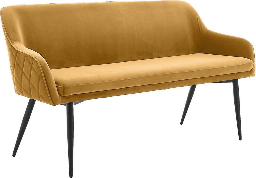 Eetkamerbank Darcy Mosterd Fluweel Breedte 160 cm Zithoogte 49.5 cm Zitdiepte 45 cm Zitbreedte 145.5 cm