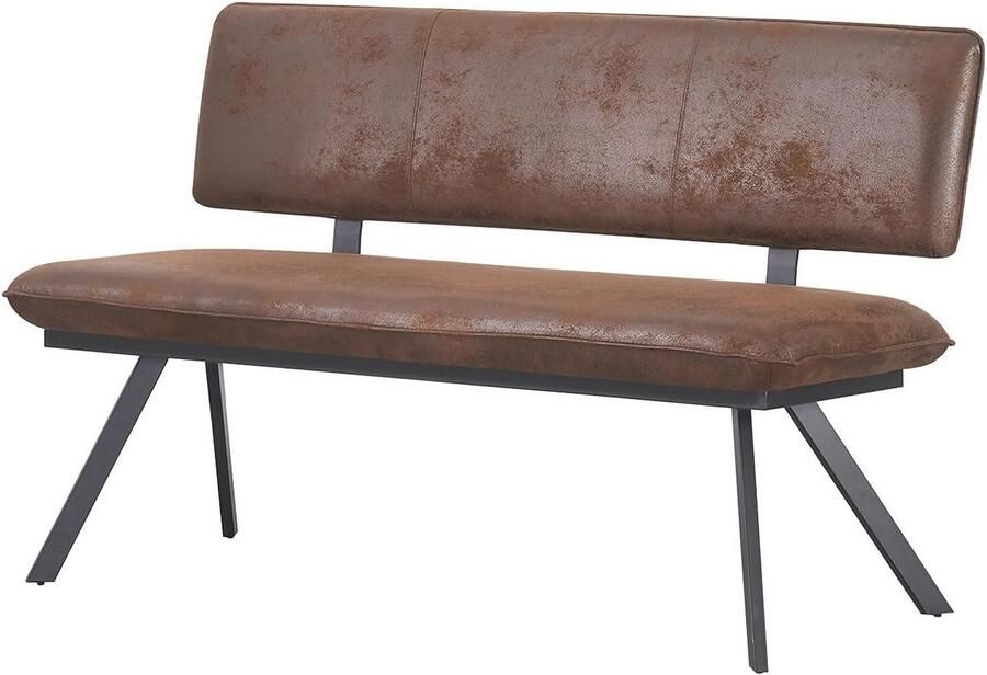 Eetkamerbank met Rugleuning en Metalen Frame Industrieel Modern Design 140 cm