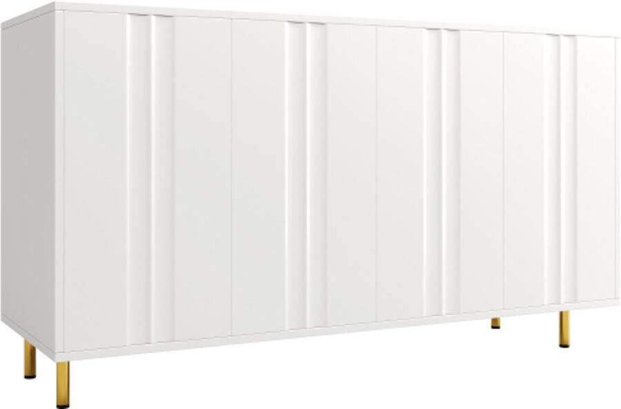 GOTAGEE Eetkamerkast (140×40×85 9cm) eetkamer woonkamer opbergkast vrijstaande kast eetkamerkast met stevige metalen poten wit