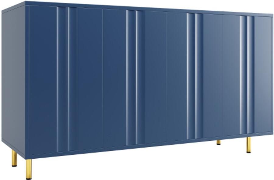 GOTAGEE Eetkamerkast (140×40×85 9cm) eetkamer woonkamer opbergkast vrijstaande kast eetkamerkast met stevige metalen poten donkerblauw