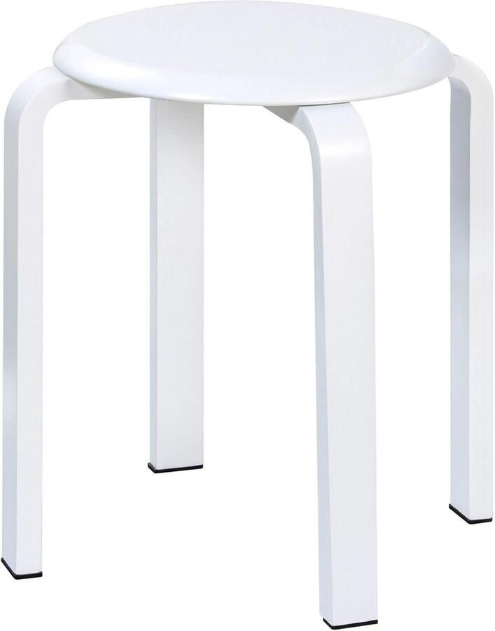 Eetkamerkruk houten stapelstoel met antislipmat stapelkruk voor klaslokaal keuken eet- of home-pub-ruimte wit