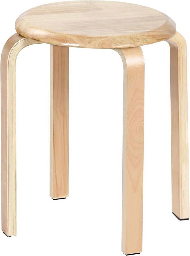 Eetkamerkruk houten stapelstoel met antislipmat stapelkruk voor klaslokalen keuken eet- of thuispubruimte natuur