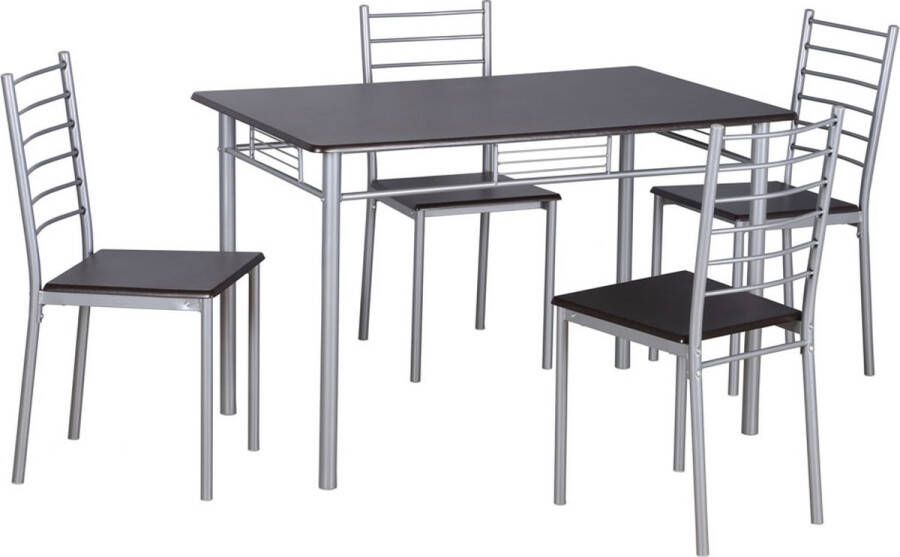 FurniStyle Eetkamerset 5-delig Kassiani Eettafel Met 4 Stoelen