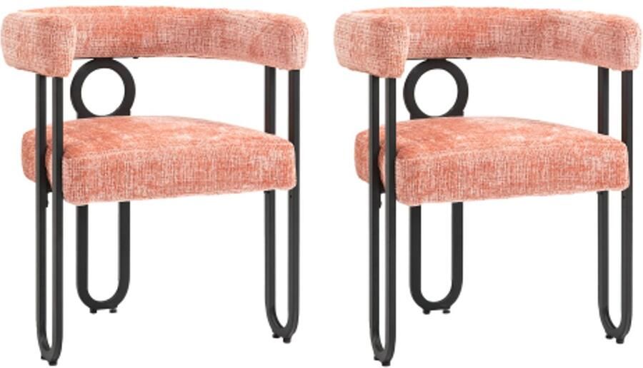 Steven Eetkamerset van twee Chenille eetkamerstoelset met rond rugontwerp comfortabele keukenstoelen eetkamerset comfortabele moderne eetkamerstoelen voor eetkamer woonkamer slaapkamer