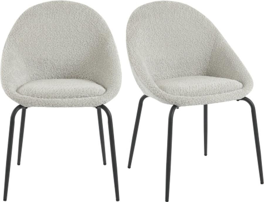 Zonder merk Gotagee Eetkamerstoel 2 St Moderne Bouclé Stoel Met Metalen Frame En Verstelbare Voetkussens Ideaal Grijs