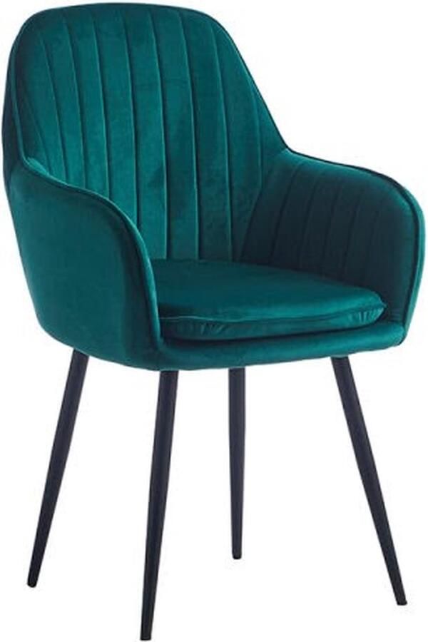 ZAZA Home Eetkamerstoel Demi Fluweel Velvet Met Armleuning Groen