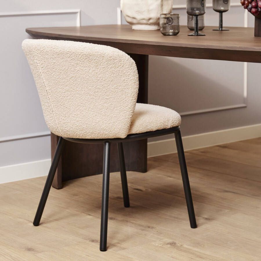 Eetkamerstoel beige keukenstoel eetkamerstoelen set van 2 - Foto 2