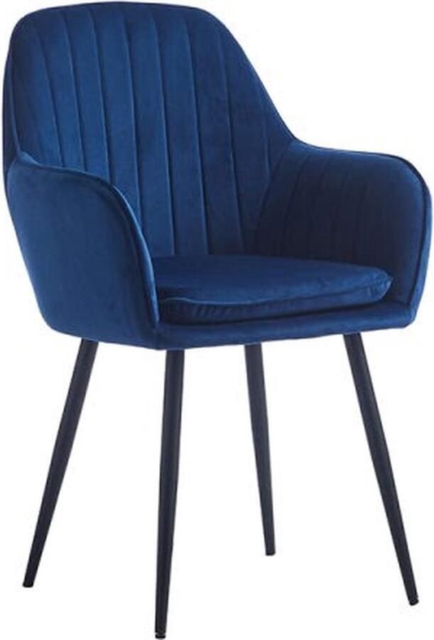 ZAZA Home Eetkamerstoel Demi Fluweel Velvet Met Armleuning Blauw
