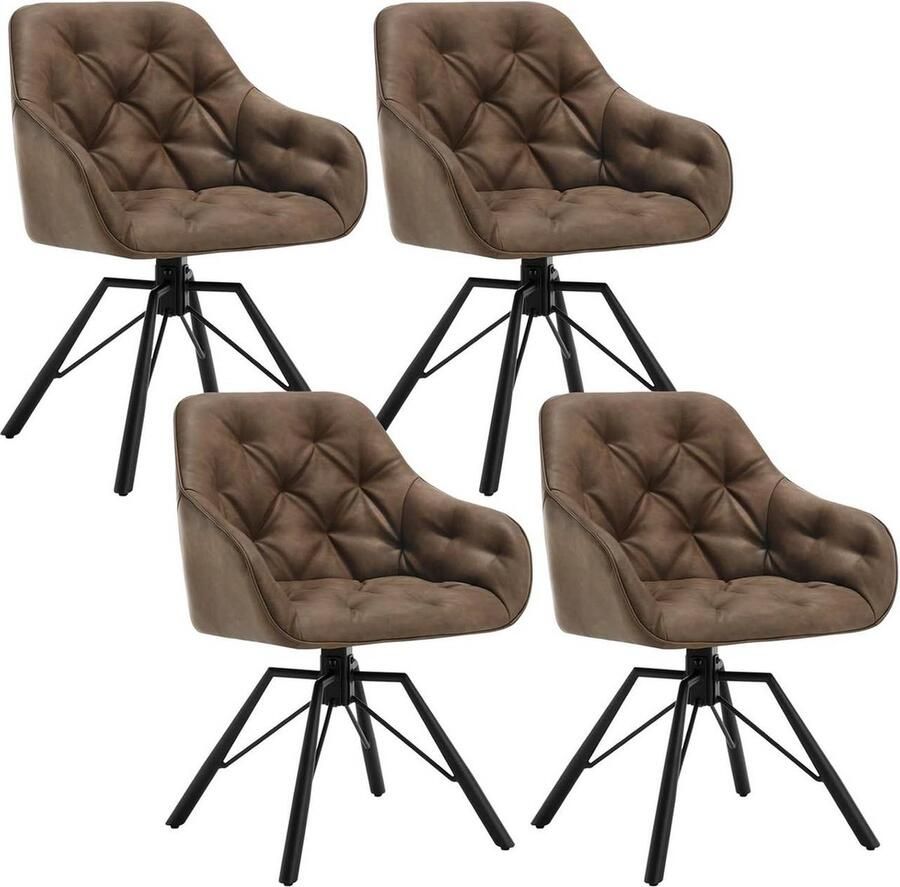 Rootz Living Rootz Eetkamerstoel Draaibare keukenstoel Draaibare fauteuil Kunstleer Ergonomisch ontwerp 57 5 ​​cm x 82 5 cm x 53 cm