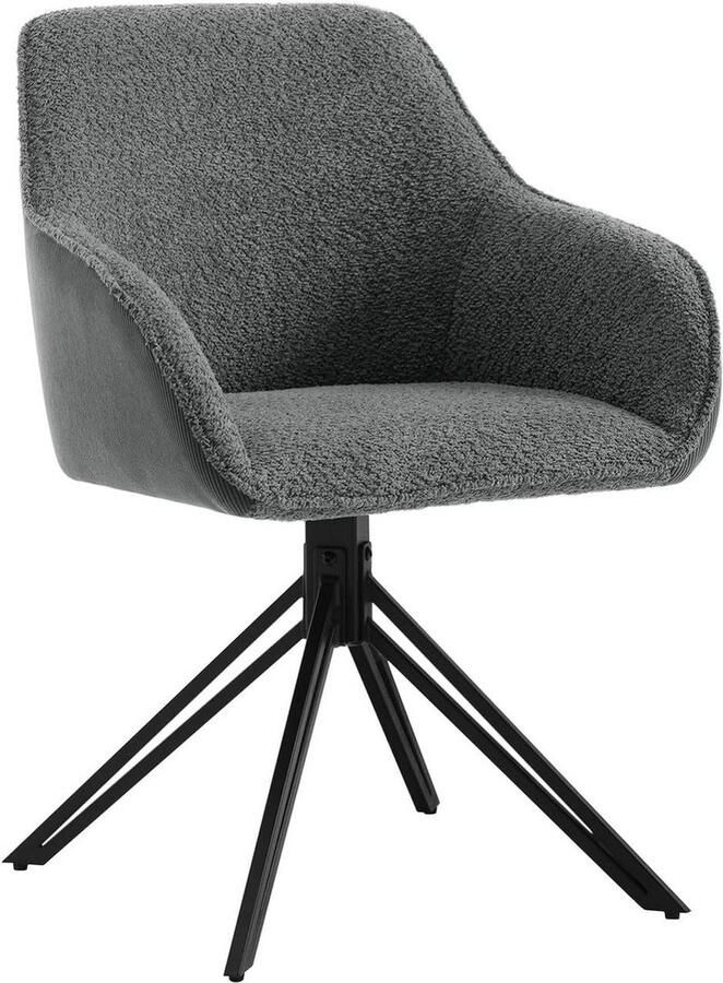 Rootz Living Rootz Eetkamerstoel Draaifauteuil Comfortabele gestoffeerde stoel Boucléstof 58 cm x 82 cm x 53 5 cm